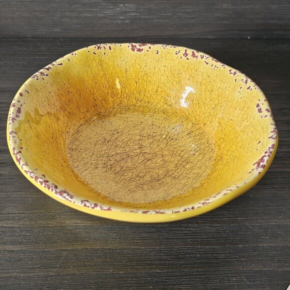 Pier 1 Carmelo Melamine Salad 2Bowls &amp; Plate rustic crackle unbreakable dish - Picture 8 of 16